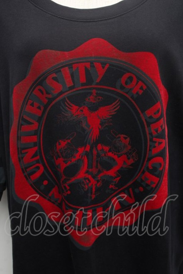 画像3: ANGLOMANIA 中古 / "UNIVERSITY OF PEACE" Tシャツ M 黒ｘ赤  S-26-02-25-041-ts-HR-ZS (3)