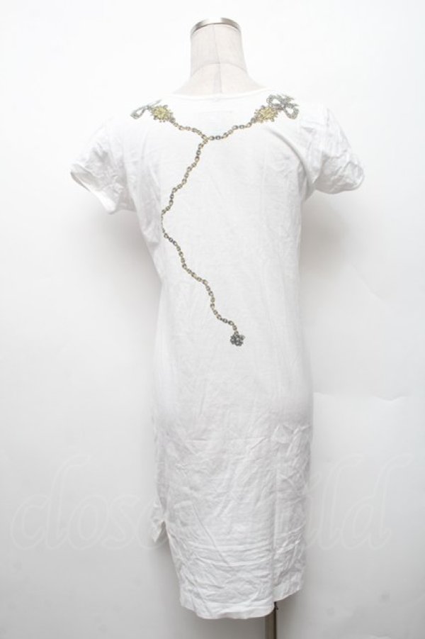 画像2: ANGLOMANIA 中古 / ネックレスプリントカットソーワンピース M 白  S-26-02-25-048-op-AS-ZS (2)