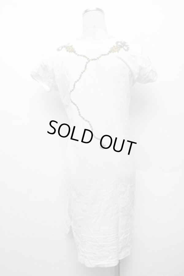 画像2: ANGLOMANIA 中古 / ネックレスプリントカットソーワンピース M 白  S-26-02-25-048-op-AS-ZS (2)