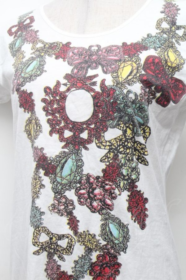 画像3: ANGLOMANIA 中古 / ネックレスプリントカットソーワンピース M 白  S-26-02-25-048-op-AS-ZS (3)