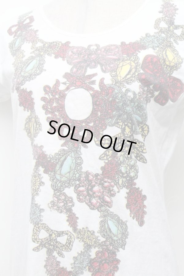 画像3: ANGLOMANIA 中古 / ネックレスプリントカットソーワンピース M 白  S-26-02-25-048-op-AS-ZS (3)