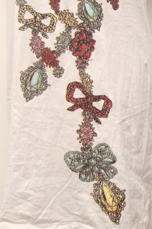 画像4: ANGLOMANIA 中古 / ネックレスプリントカットソーワンピース M 白  S-26-02-25-048-op-AS-ZS (4)