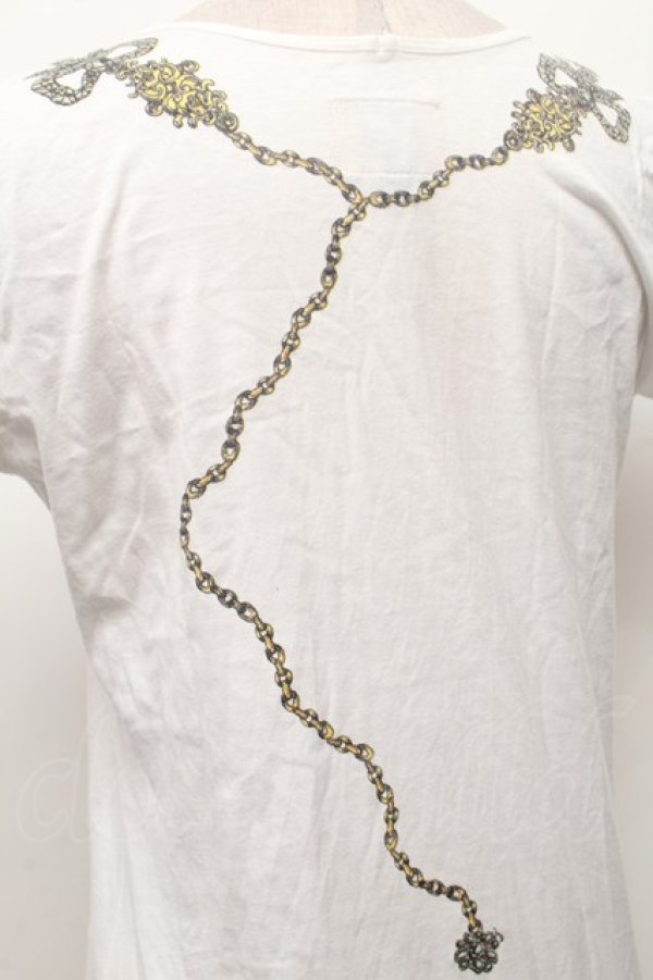 画像5: ANGLOMANIA 中古 / ネックレスプリントカットソーワンピース M 白  S-26-02-25-048-op-AS-ZS (5)