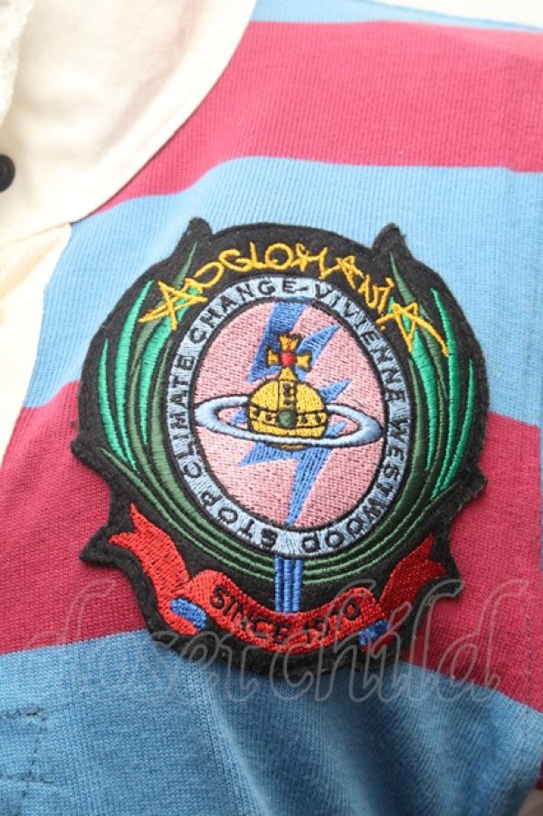 画像3: ANGLOMANIA 中古 / ボーダーポロワンピース S サックスｘワイン  S-26-02-25-052-op-AS-ZS (3)