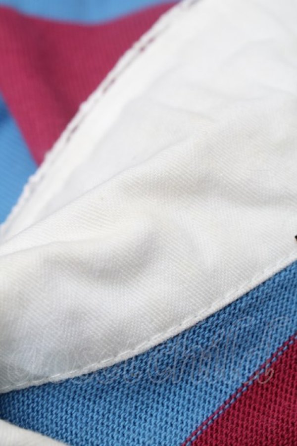 画像7: ANGLOMANIA 中古 / ボーダーポロワンピース S サックスｘワイン  S-26-02-25-052-op-AS-ZS (7)