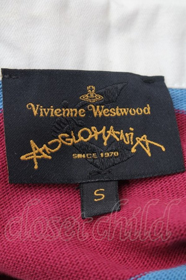 画像8: ANGLOMANIA 中古 / ボーダーポロワンピース S サックスｘワイン  S-26-02-25-052-op-AS-ZS (8)