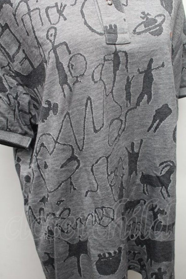 画像4: ヴィヴィアンウエストウッド 中古 / グラフィックポロシャツ  グレー  S-26-02-25-056-ts-AS-ZS (4)