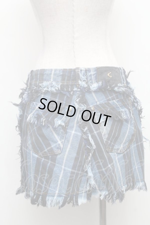 画像2: ANGLOMANIA 中古 / チェックデニムスカート 29 ブルー  S-26-02-25-062-sk-AS-ZS (2)