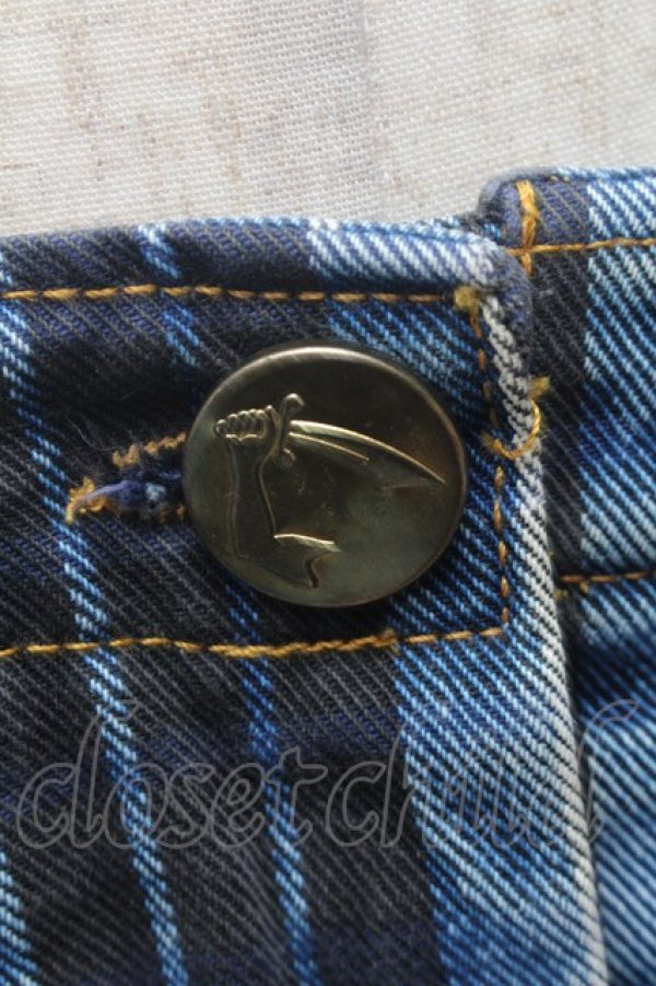 画像3: ANGLOMANIA 中古 / チェックデニムスカート 29 ブルー  S-26-02-25-062-sk-AS-ZS (3)