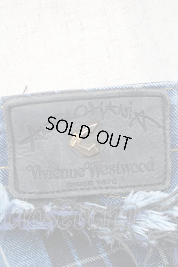 画像4: ANGLOMANIA 中古 / チェックデニムスカート 29 ブルー  S-26-02-25-062-sk-AS-ZS (4)