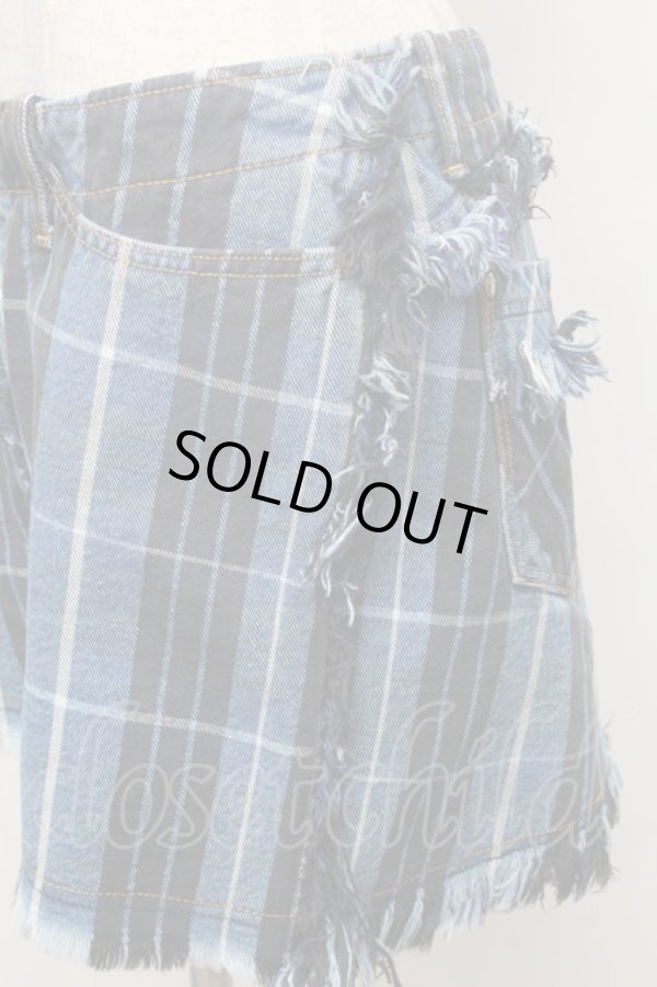 画像5: ANGLOMANIA 中古 / チェックデニムスカート 29 ブルー  S-26-02-25-062-sk-AS-ZS (5)