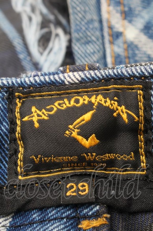 画像6: ANGLOMANIA 中古 / チェックデニムスカート 29 ブルー  S-26-02-25-062-sk-AS-ZS (6)
