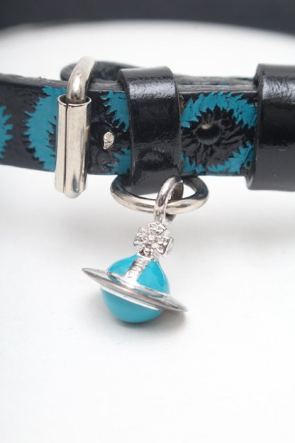 画像2: ヴィヴィアンウエストウッド 中古 / スクイグルチョーカー  黒ｘブルー  S-26-02-25-028-ac-AS-ZS (2)