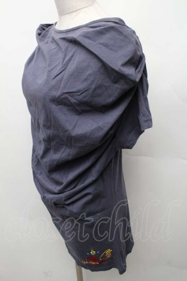 画像3: ヴィヴィアンウエストウッド 中古 / 刺繍ドルマン風Tシャツ L ブルー  S-26-03-08-030-bl-HR-ZS (3)