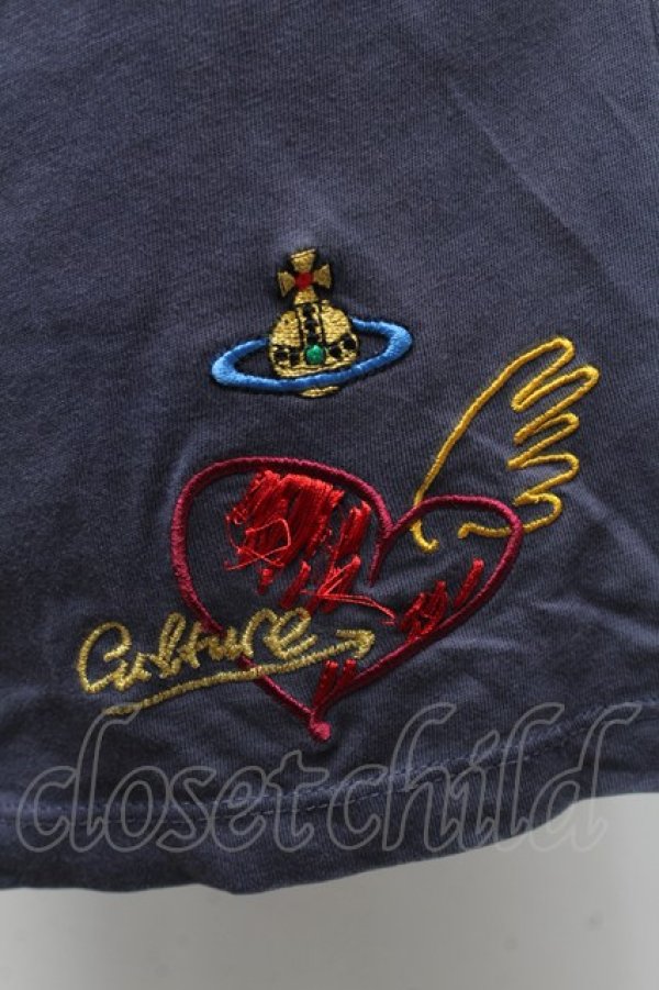 画像4: ヴィヴィアンウエストウッド 中古 / 刺繍ドルマン風Tシャツ L ブルー  S-26-03-08-030-bl-HR-ZS (4)