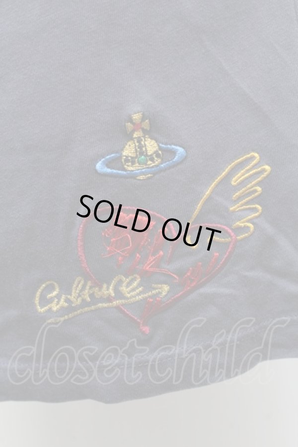 画像4: ヴィヴィアンウエストウッド 中古 / 刺繍ドルマン風Tシャツ L ブルー  S-26-03-08-030-bl-HR-ZS (4)