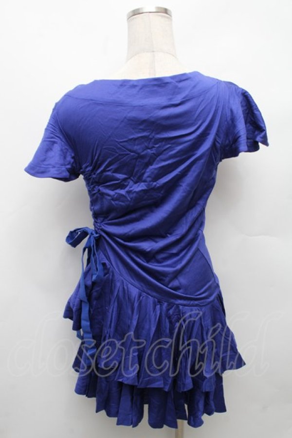 画像2: ヴィヴィアンウエストウッド 中古 / オーブ刺繍アシメワンピース 2 ブルー  S-26-03-08-035-op-HR-ZS (2)