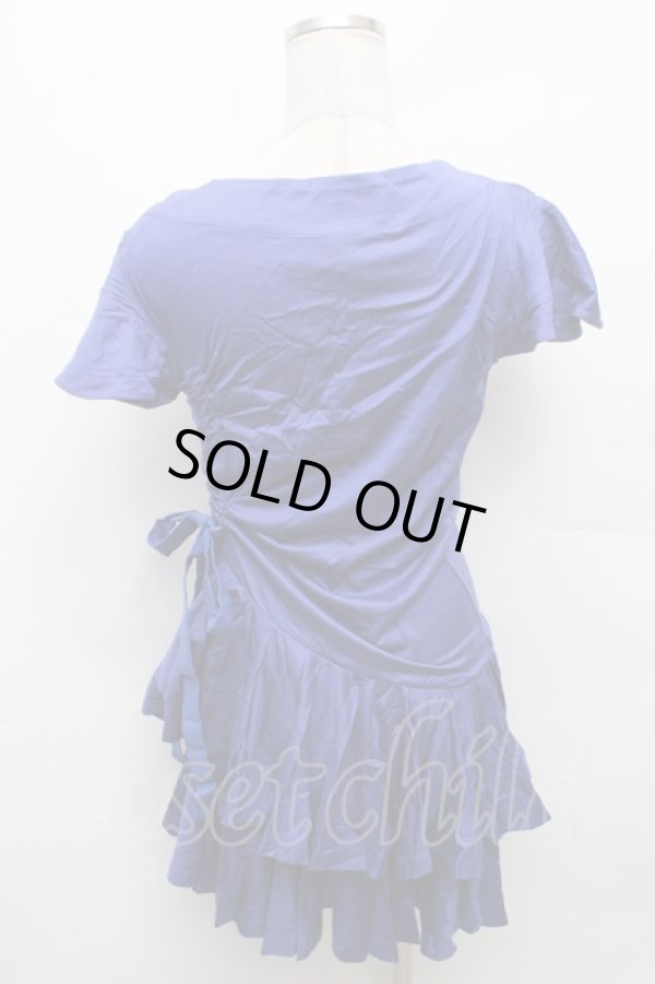 画像2: ヴィヴィアンウエストウッド 中古 / オーブ刺繍アシメワンピース 2 ブルー  S-26-03-08-035-op-HR-ZS (2)