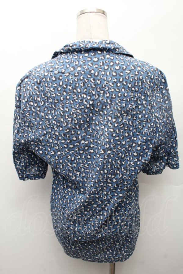 画像2: ANGLOMANIA 中古 / レオパードブラウス XS 青  S-26-03-08-036-bl-AS-ZS (2)