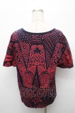 画像2: ANGLOMANIA 中古 / 総柄Tシャツ XS 紺ｘ赤  S-26-03-08-041-ts-AS-ZS (2)