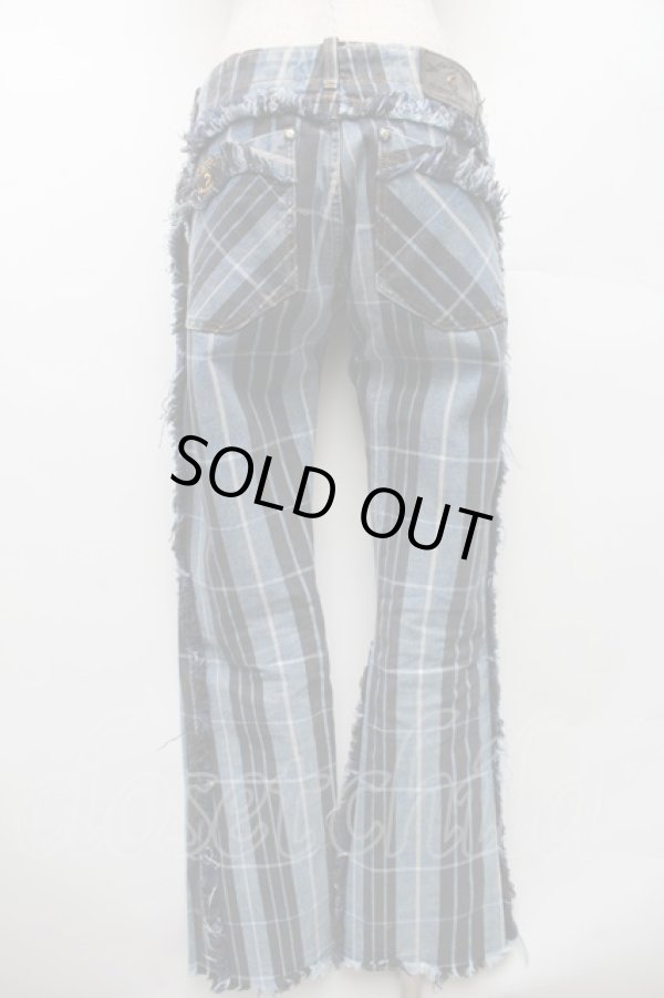 画像2: ANGLOMANIA 中古 / チェックデニムパンツ  青  S-26-03-08-045-pa-AS-ZS (2)