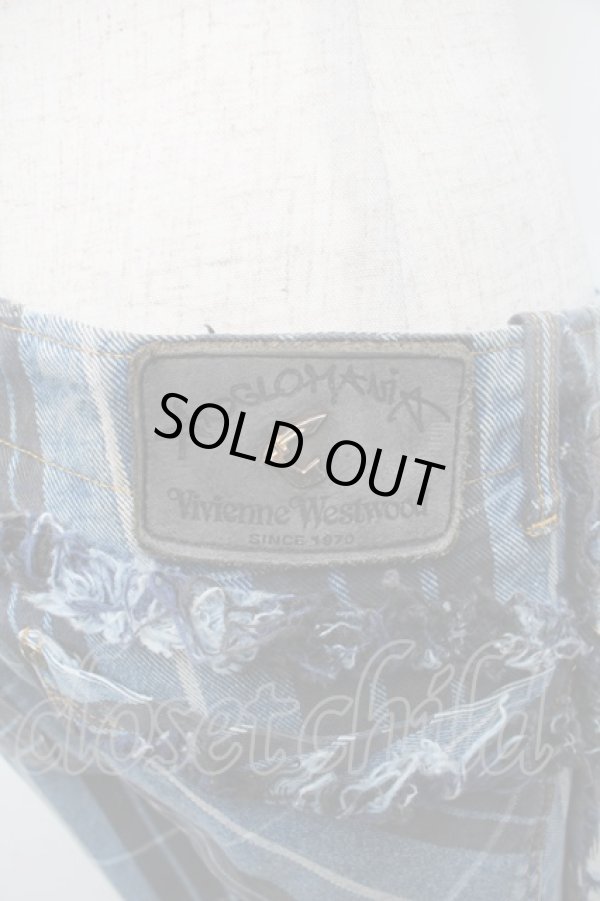 画像3: ANGLOMANIA 中古 / チェックデニムパンツ  青  S-26-03-08-045-pa-AS-ZS (3)