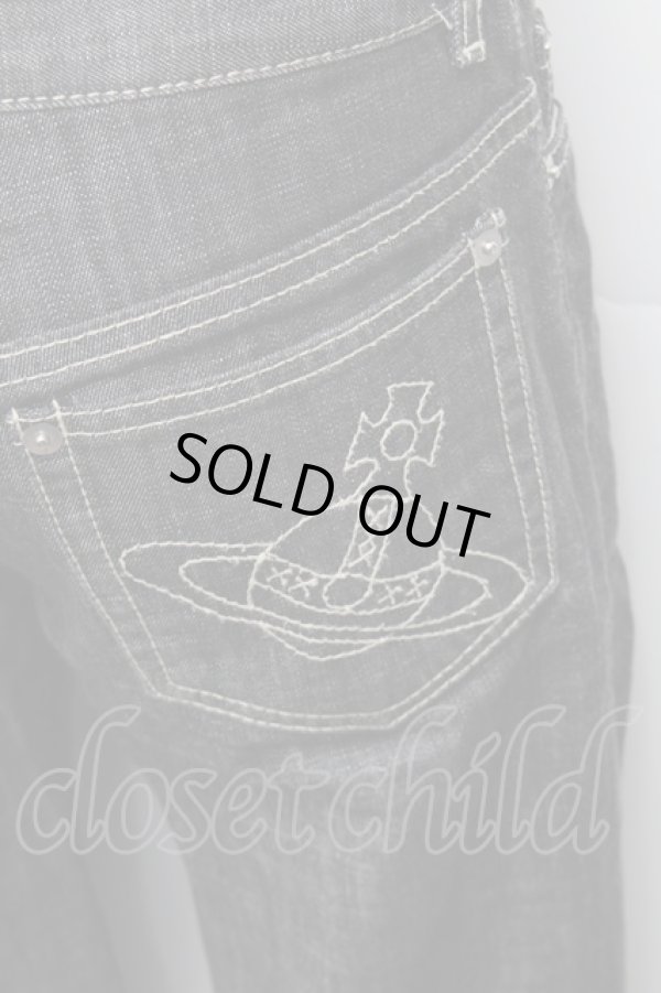 画像3: ANGLOMANIA 中古 / オーブ刺繍デニムパンツ 1 ブラックデニム  S-26-03-08-046-pa-AS-ZS (3)