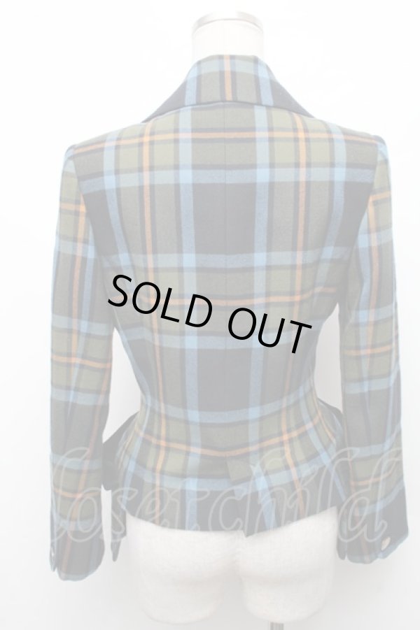 画像2: ヴィヴィアンウエストウッド 中古 / タータンチェックラブジャケット 1 グリーンｘ紺  S-26-03-08-047-jc-AS-ZS (2)