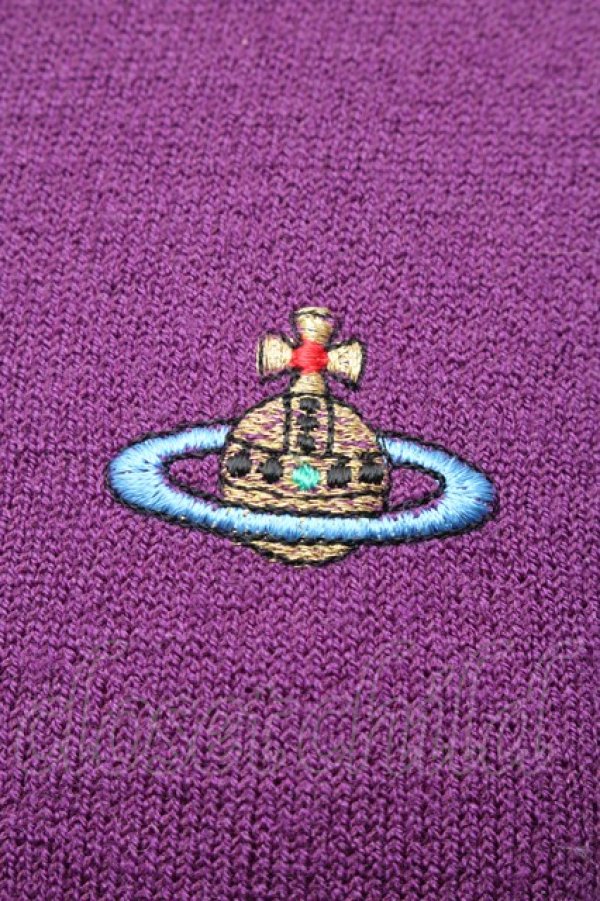 画像3: ヴィヴィアンウエストウッド 中古 / カラーオーブ刺繍ノースリーブニット M パープル  S-26-03-08-001-to-HR-ZS (3)