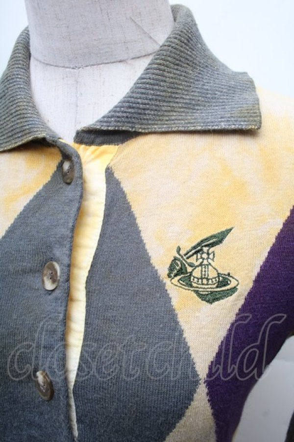 画像3: ANGLOMANIA 中古 / アーガイルニット 38 カーキｘ紫  S-26-03-08-015-to-AS-ZS (3)