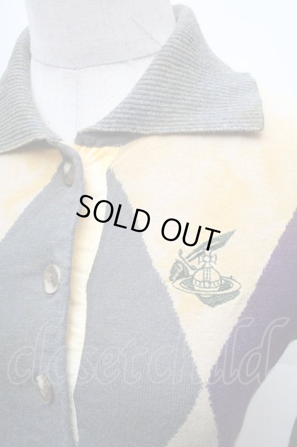 画像3: ANGLOMANIA 中古 / アーガイルニット 38 カーキｘ紫  S-26-03-08-015-to-AS-ZS (3)