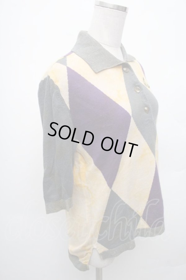 画像4: ANGLOMANIA 中古 / アーガイルニット 38 カーキｘ紫  S-26-03-08-015-to-AS-ZS (4)