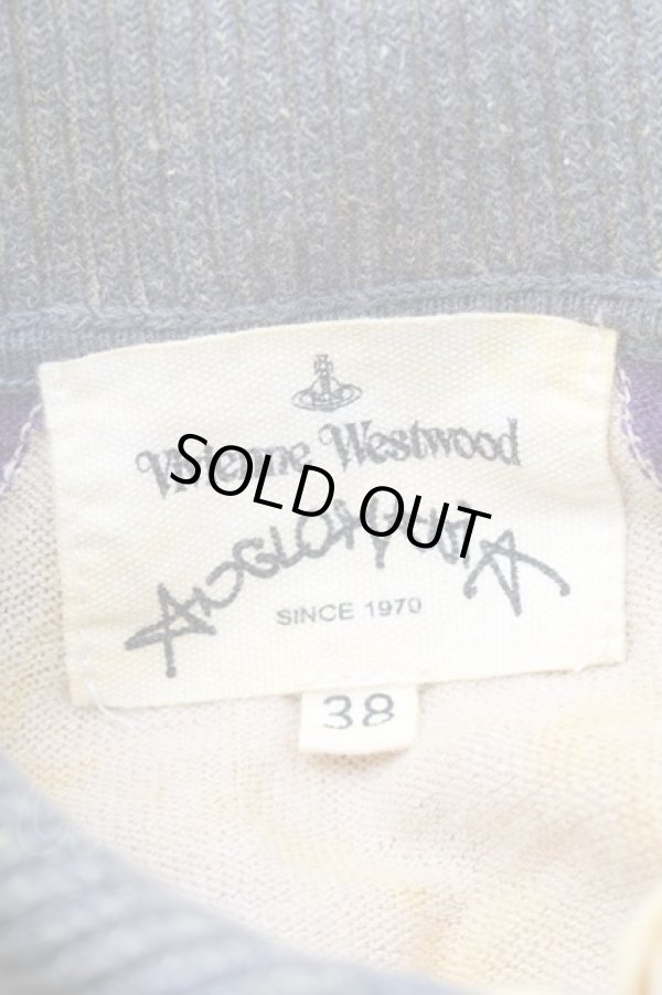 画像5: ANGLOMANIA 中古 / アーガイルニット 38 カーキｘ紫  S-26-03-08-015-to-AS-ZS (5)