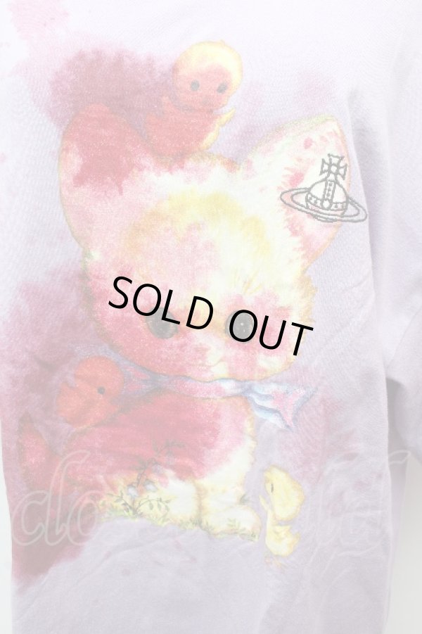 画像2: ヴィヴィアンウエストウッド MAN 中古 / KITTY WITH WINE STAINS ビッグロングTシャツ 48 ラベンダー  S-26-03-15-026-ts-AS-ZS (2)