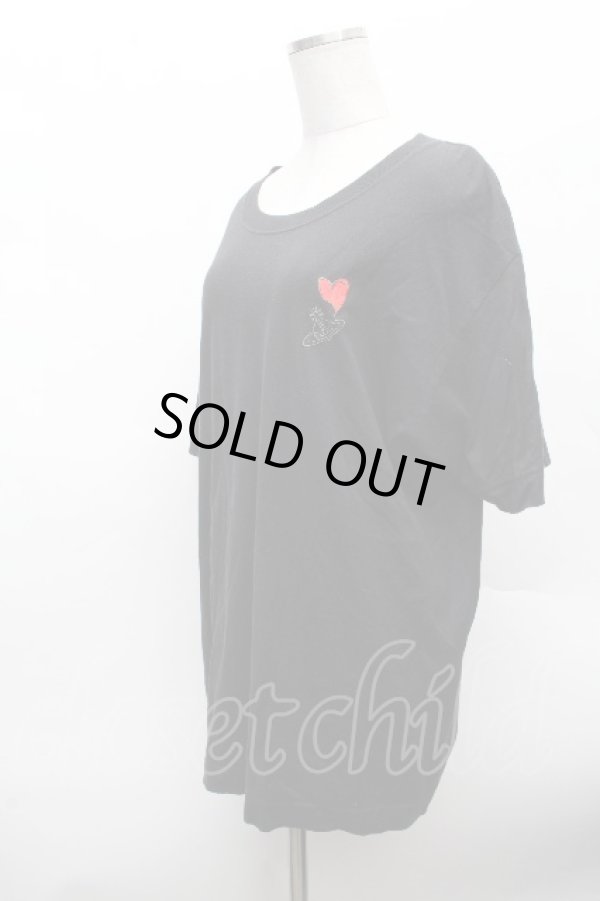 画像2: ヴィヴィアンウエストウッド MAN 中古 / オーブ＆アシメハート刺繍Tシャツ 48 黒  S-26-03-15-031-ts-HR-ZS (2)
