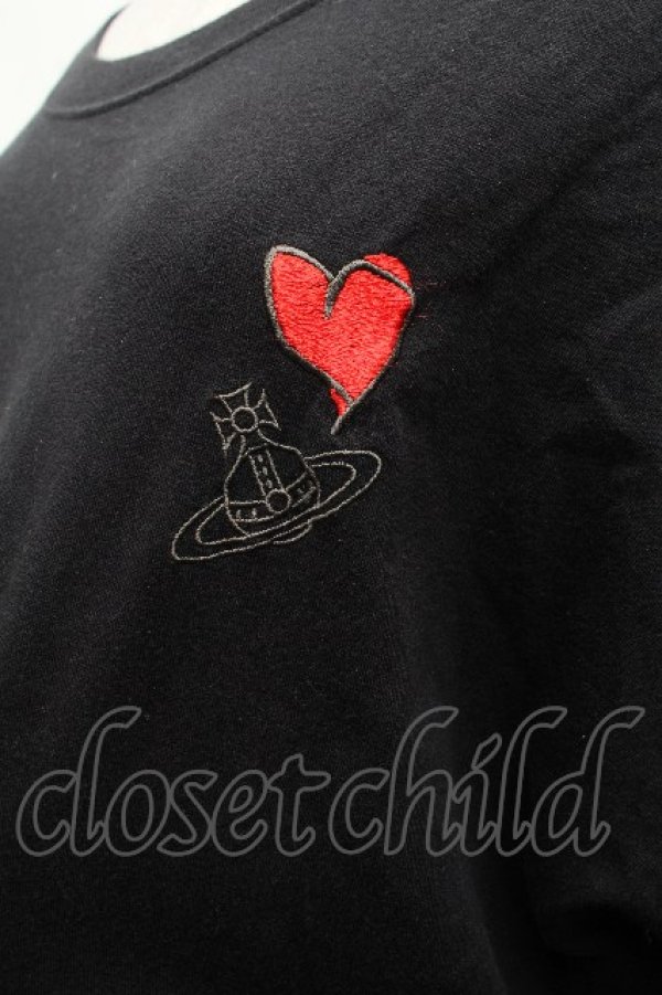 画像3: ヴィヴィアンウエストウッド MAN 中古 / オーブ＆アシメハート刺繍Tシャツ 48 黒  S-26-03-15-031-ts-HR-ZS (3)