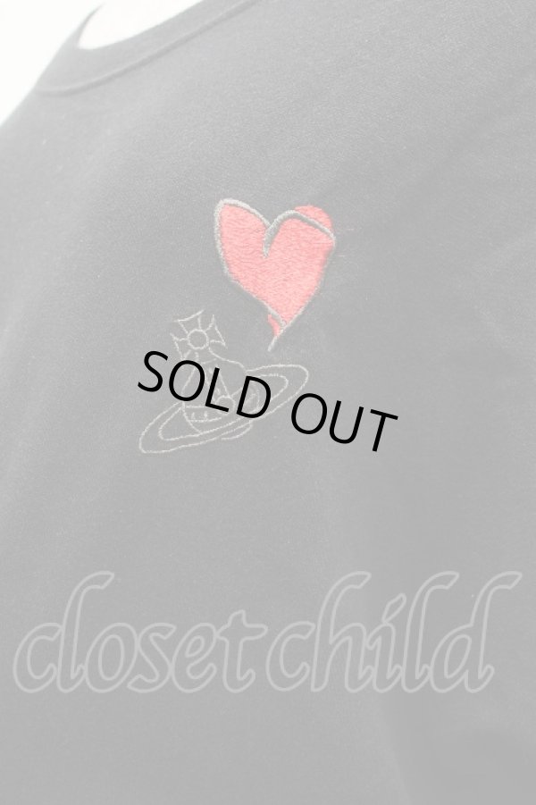 画像3: ヴィヴィアンウエストウッド MAN 中古 / オーブ＆アシメハート刺繍Tシャツ 48 黒  S-26-03-15-031-ts-HR-ZS (3)