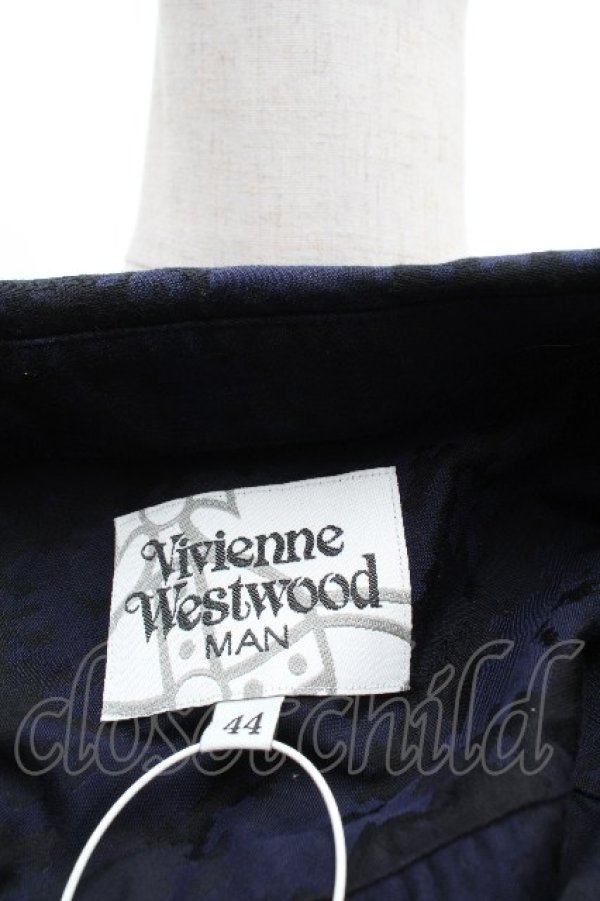 画像6: ヴィヴィアンウエストウッド MAN 中古 / ジャガードブラウス 44 紺ｘ黒  S-26-03-15-034-to-AS-ZS (6)