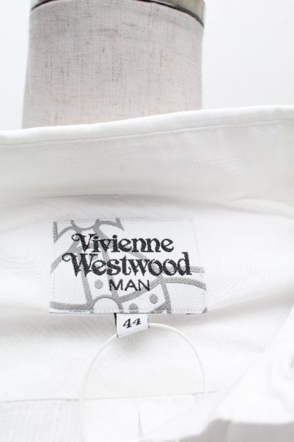 画像5: ヴィヴィアンウエストウッド MAN 中古 / ジャガードブラウス 44 白  S-26-03-15-036-to-AS-ZS (5)