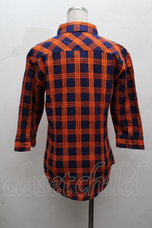 画像3: ヴィヴィアンウエストウッド MAN 中古 / チェック7分シャツ 44 紺ｘオレンジ  S-26-03-15-037-bl-AS-ZS (3)