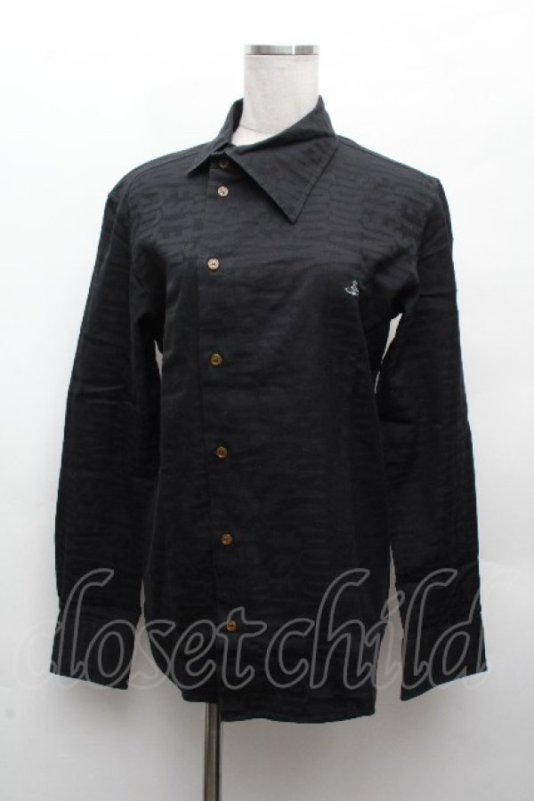 画像2: ヴィヴィアンウエストウッド MAN 中古 / ロゴジャガードシャツ 44 黒  S-26-03-15-038-bl-AS-ZS (2)