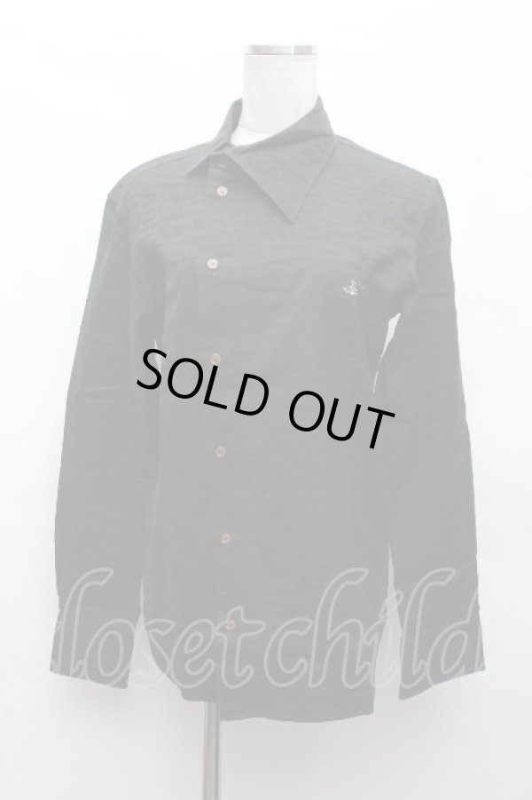 画像2: ヴィヴィアンウエストウッド MAN 中古 / ロゴジャガードシャツ 44 黒  S-26-03-15-038-bl-AS-ZS (2)