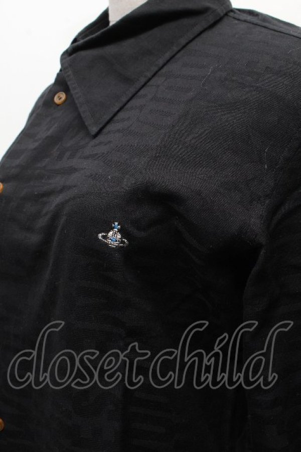 画像5: ヴィヴィアンウエストウッド MAN 中古 / ロゴジャガードシャツ 44 黒  S-26-03-15-038-bl-AS-ZS (5)