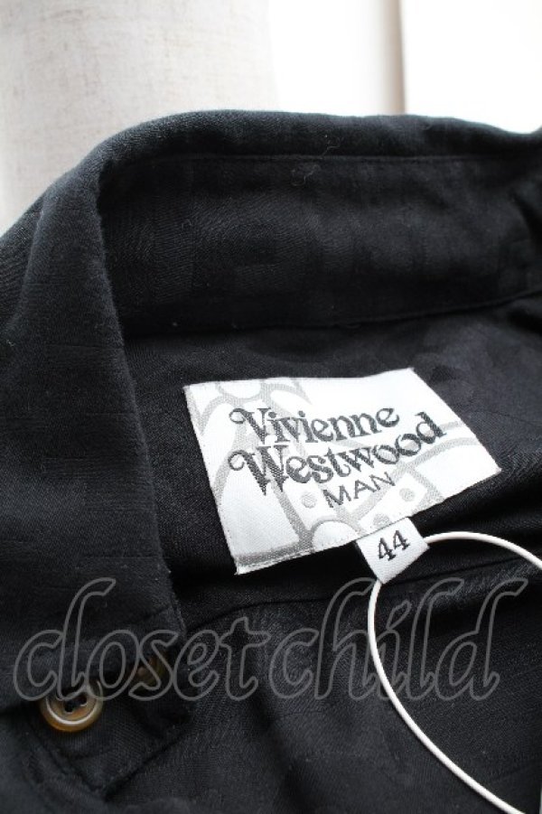 画像6: ヴィヴィアンウエストウッド MAN 中古 / ロゴジャガードシャツ 44 黒  S-26-03-15-038-bl-AS-ZS (6)