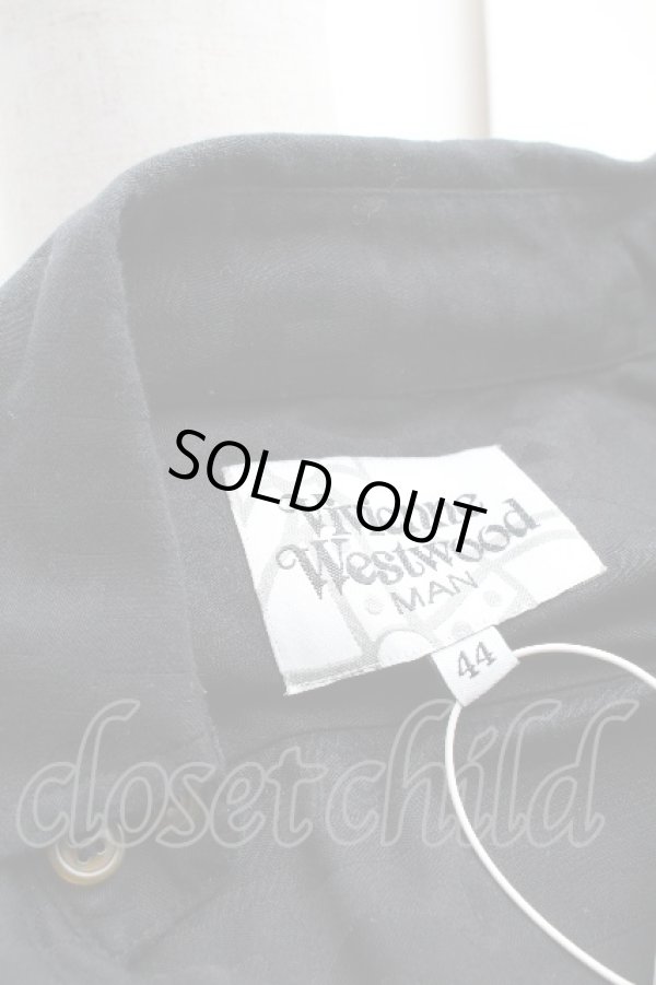 画像6: ヴィヴィアンウエストウッド MAN 中古 / ロゴジャガードシャツ 44 黒  S-26-03-15-038-bl-AS-ZS (6)