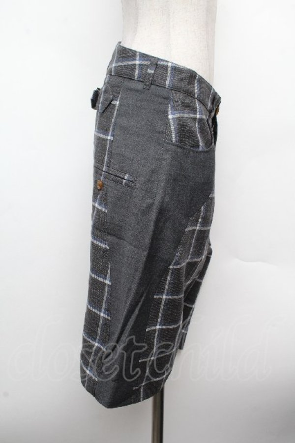 画像2: ヴィヴィアンウエストウッド 中古 / 綿麻チェックショーツ 44 グレー  S-26-03-15-046-pa-AS-ZS (2)