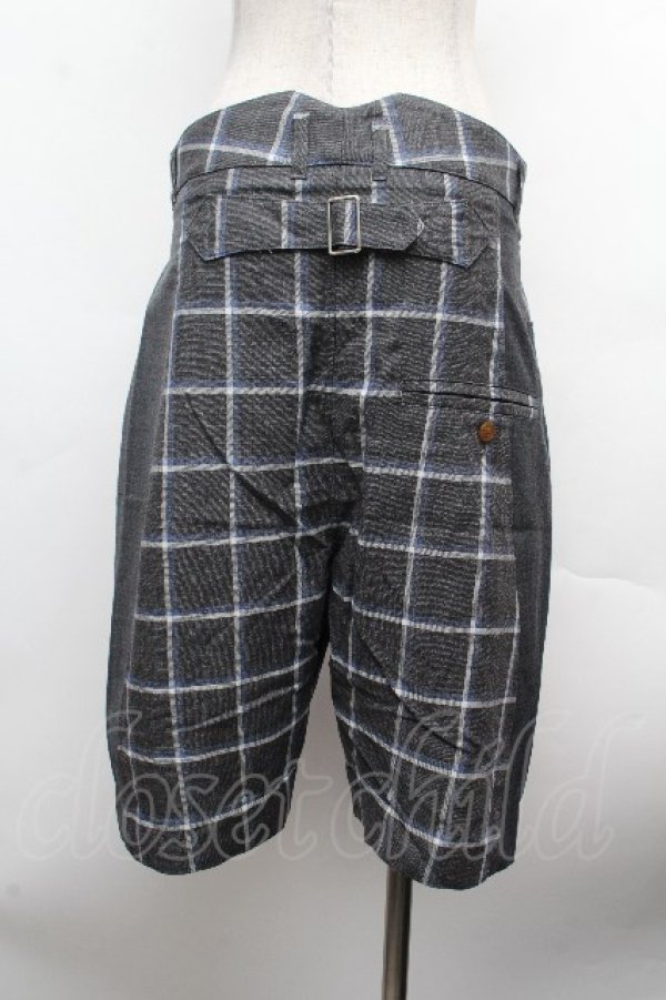 画像3: ヴィヴィアンウエストウッド 中古 / 綿麻チェックショーツ 44 グレー  S-26-03-15-046-pa-AS-ZS (3)