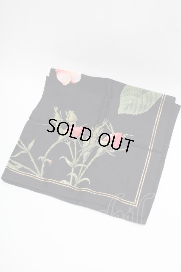 画像2: ヴィヴィアンウエストウッド 中古 / ローズプリントハンカチ  黒ｘピンク  S-26-03-15-015-gd-HR-ZS (2)