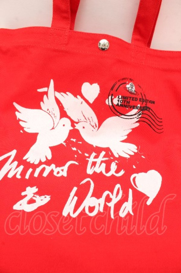 画像2: ヴィヴィアンウエストウッド 中古 / 10th year anniversary トートバッグ  赤  S-26-03-15-023-ba-AS-ZS (2)