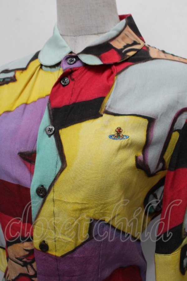 画像2: ヴィヴィアンウエストウッド 中古 / 総柄ブラウス S マルチ  S-26-03-22-019-bl-AS-ZS (2)